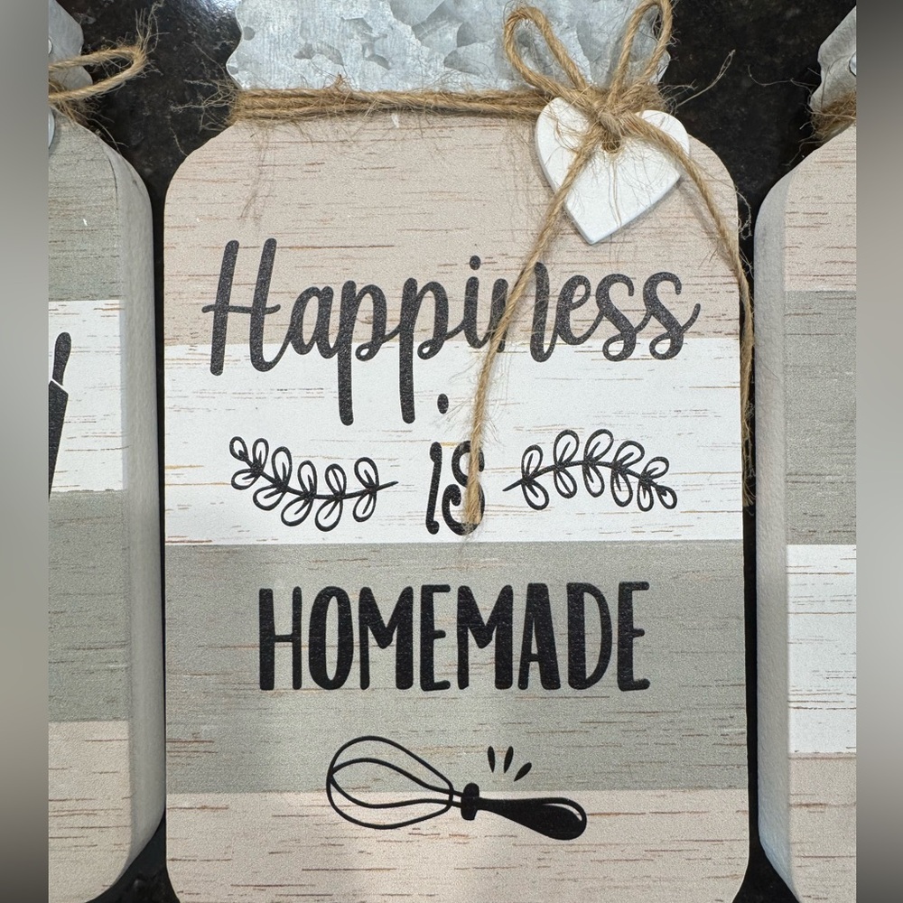 Happiness Is Homemade Decorative Wall Sign - Neutral Striped